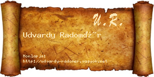 Udvardy Radomér névjegykártya
